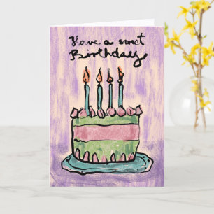 Carte Logo artistique gâteau dessiné à la main bleu viol