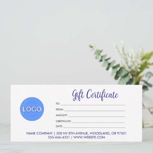 Carte Logo Avec Élégant Script Certificat Cadeau Profess (Debout devant)