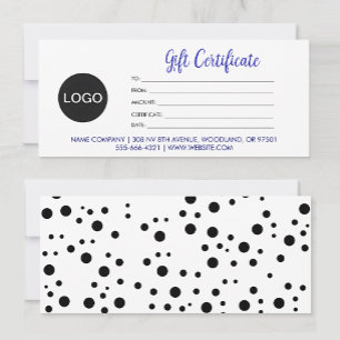 Carte Logo Avec Script Moderne Certificat Cadeau Profess