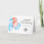 Carte Logo Ballons Bleus Rouge Entreprise Joyeux anniver (Devant)