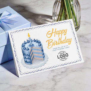 Carte Logo Big Blue Grey Vintage Gâteau Entreprise Anniv