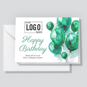 Carte Logo Billets Aquarelle Verte Anniversaire Entrepri