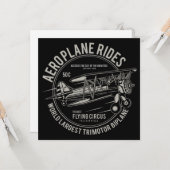 Carte Logo Biplane de l'avion vintage (Devant/Arrière en situation)