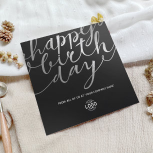 Carte Logo Black Faux Silver Foil Script Anniversaire