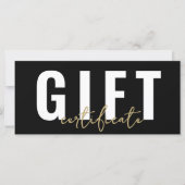 Carte Logo Black Gold Script Certificat cadeau d'entrepr (Devant)