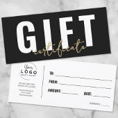 Carte Logo Black Gold Script Certificat cadeau d'entrepr