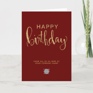 Carte Logo Bourgogne Elégant Faux Gold Joyeux Anniversai