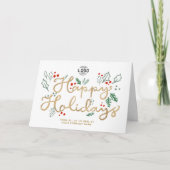 Carte Logo Business Gold Lettering Happy Holidays White (Devant)