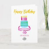 Carte Logo Business Simple Pink Blue Cake Anniversaire (Devant)
