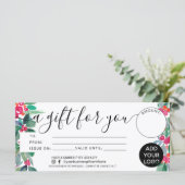 Carte Logo cadeau de certificat d'aquarelle florale de N (Debout devant)