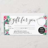 Carte Logo cadeau de certificat d'aquarelle florale de N (Devant)