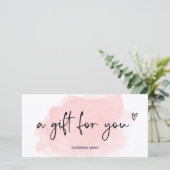 Carte logo cadeau de l'aquarelle rose vif (Debout devant)