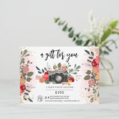 Carte logo cadeau de photographe floral or (Debout devant)