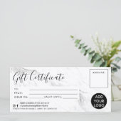 Carte Logo cadeau moderne en marbre blanc noir (Debout devant)