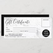 Carte Logo cadeau moderne en marbre blanc noir (Devant / Derrière)