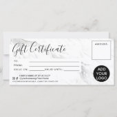Carte Logo cadeau moderne en marbre blanc noir (Devant)