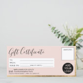 Carte Logo cadeau moderne fausse feuille or rose (Debout devant)