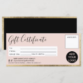 Carte Logo cadeau moderne fausse feuille or rose (Devant / Derrière)