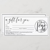 Carte Logo cadeau simple en noir blanc (Devant / Derrière)