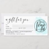 Carte logo cadeau turquoise bleu brosse (Devant)