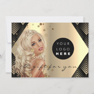 Carte Logo Certificat cadeau Black Gold Coiffure bien-êt
