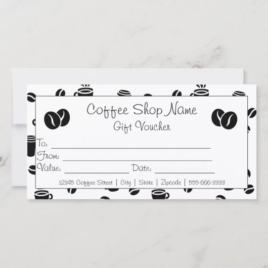 Carte Logo Coffee Shop Motif Business Cadeau Certificat (Dos)