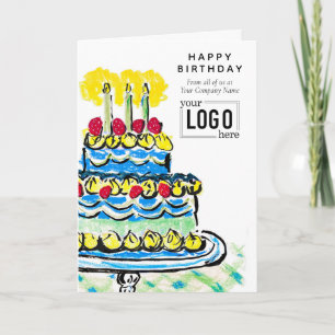 Carte Logo Corporate Bleu Vert Artistique Gâteau Anniver
