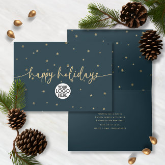 Carte Logo d'affaires minimaliste moderne Happy Holidays