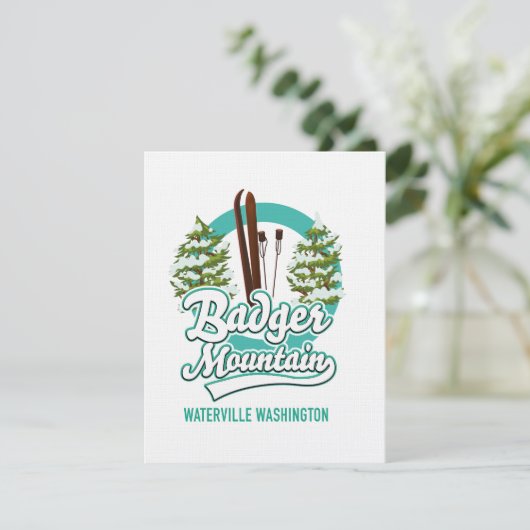 Carte logo de Badger Mountain Waterville Washington Ski (Debout devant)