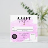 Carte Logo de certificat cadeau carré de brosse violet (Debout devant)