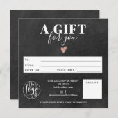 Carte Logo de certificat cadeau carré de tableau noir ru (Devant / Derrière)