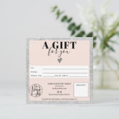 Carte Logo de certificat cadeau carré rose vif en argent (Debout devant)