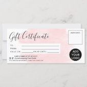 Carte Logo de certificat cadeau de brossage couleur rose (Devant)