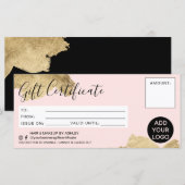 Carte logo de certificat cadeau de brosse en or rousse (Devant / Derrière)