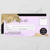 Carte Logo de certificat cadeau de brosse en or violet (Devant / Derrière)