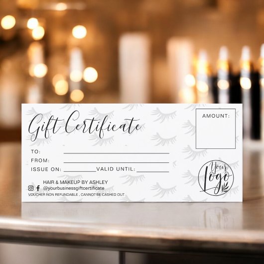 Carte Logo de certificat cadeau en noir et blanc