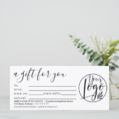 Carte Logo de certificat cadeau noir simple (Debout devant)