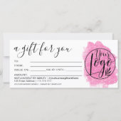 Carte Logo de certificat cadeau parties scintillant rose (Devant)