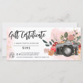 Carte Logo de certificat cadeau photographe en or floral (Devant)