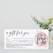 Carte Logo de certificat cadeau pour brosse rose (Debout devant)