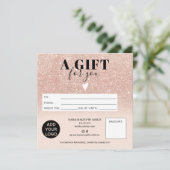 Carte Logo de certificat cadeau rose or glitterpink (Debout devant)