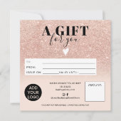 Carte Logo de certificat cadeau rose or glitterpink (Devant)