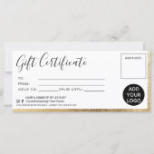 Carte Logo de certificat cadeau simple en feuille d'or (Devant)