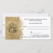 Carte logo de coeur en feuille d'or certificat cadeau (Dos)