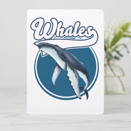 Carte logo de dessin animé de baleine (Debout devant)