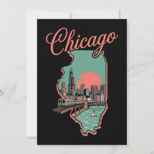 Carte Logo de la ville de Chicago Illinois minimaliste