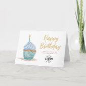 Carte Logo de l'entreprise Cute Soft Blue Cupcake Annive (Devant)