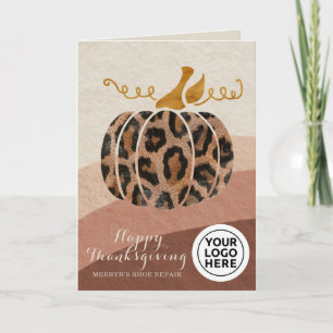 Carte Logo de l'entreprise Thanksgiving Boho Leopard Cit