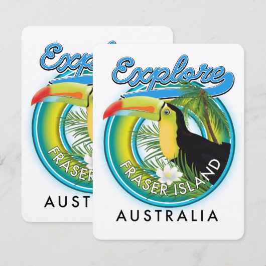 Carte logo de l'île Fraser Australie exploration (Devant / Derrière)