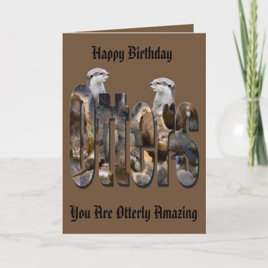 Carte Logo De Loutres Et Otters, Joyeux Anniversaire (Devant)